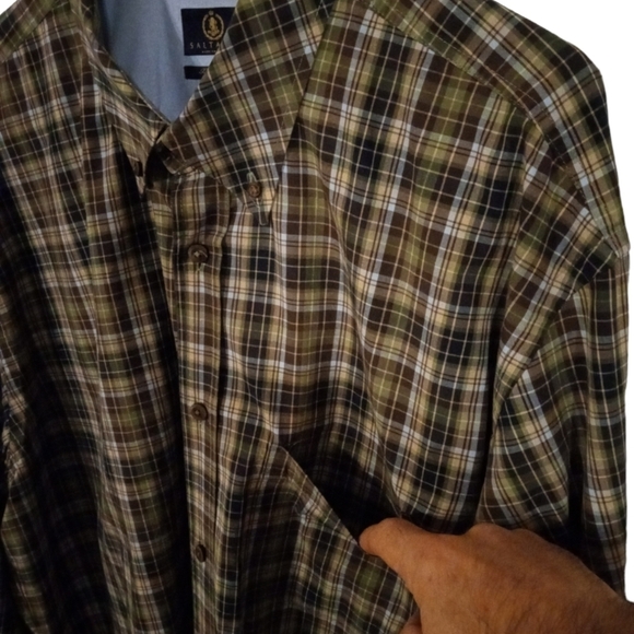 Saltaire Button Down Shirt Collared Pocketed Long Sleeve Business Casual XXL - Picture 3 of 12